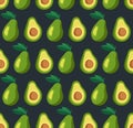 Vector summer pattern with avocadoes. Seamless texture design Royalty Free Stock Photo