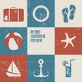 Vector summer poster made from icons Royalty Free Stock Photo