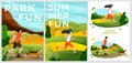 Vector summer posters - roller riding and running Royalty Free Stock Photo