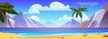 Vector summer sea beach cartoon mountain view Royalty Free Stock Photo