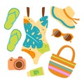 vector summer set of things for beach Royalty Free Stock Photo