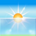 Vector summer shiny background with sun.