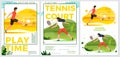 Vector summer sport posters set - football, tennis