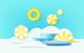 Vector summer time Holiday background. modern minimalist mock up. Royalty Free Stock Photo