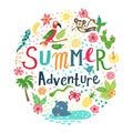 Vector Summer tropical cartoon lettering Royalty Free Stock Photo