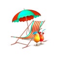 Vector summer vacation cocktail umbrella lounger