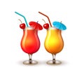 Vector summer vacation realistic cocktail glass