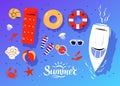 Vector summertime top view illustrations set Royalty Free Stock Photo