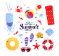 Vector summertime top view illustrations set