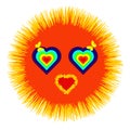 Vector sun character with rainbow eyes heat shaped Royalty Free Stock Photo