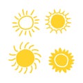 Set of sun icons. Golden sun vector isolated on white background. Royalty Free Stock Photo