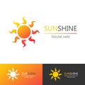 Vector sun shine logo set colorful style for summer emblem, travel firm Royalty Free Stock Photo