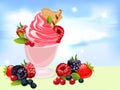 Vector sundae illustration with berry