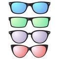 Vector sunglasses icons with semitransparent lenses