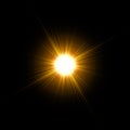 Vector sunlight special lens flare light effect. Sun isolated on black background. Glow light effect