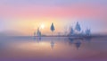 Vector  sunrise scene. Nature background. Royalty Free Stock Photo