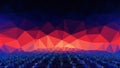 Vector sunset Low poly abstract blue and red background, trendy, geometric, business luxury polygonal wallpaper Royalty Free Stock Photo