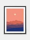 Vector Sunset Mountain View Landscape Minimal Painting