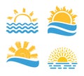 Vector sunset or sunrise icons