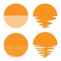 Vector sunset or sunrise icons