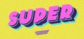 Vector super font 3d bold pop art style