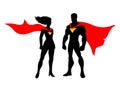 Super hero couples.Vector super hero couple isolated on white background. Royalty Free Stock Photo