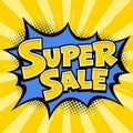 Vector Super Sale Banner yellow message blue star