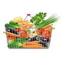 Vector Supermarket Basket with Vegetables