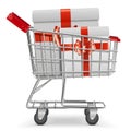 Vector Supermarket Cart with Gifts