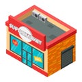 Vector supermarket isometric building isolated