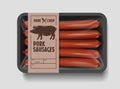 Vector supermarket pork sausages Royalty Free Stock Photo