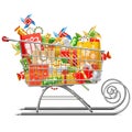 Vector Supermarket Sleigh with Gifts