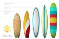 Vector surfboards for infographics and posters