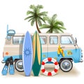 Vector Surfing Weekend Concept Royalty Free Stock Photo