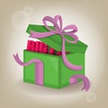 Vector surprise inside almost open gift box design template.vector illustration.