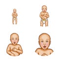 Vector surprised baby hairless kid avatar icons