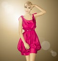 Vector Surprised Blonde in Pink Dress