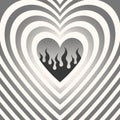 Vector surreal illustration with heart and flame