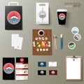 Vector sushi bar corporate branding identity template design set. Royalty Free Stock Photo