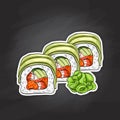 Vector sushi color sketch, Dragon roll Royalty Free Stock Photo