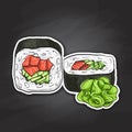 Vector sushi color sticker, UnakuiMaki roll Royalty Free Stock Photo