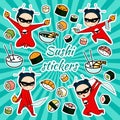 Vector sushi stickers