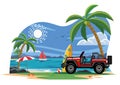 Suv car on the beach Royalty Free Stock Photo