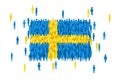 Vector Sweden state flag formed by crowd of cartoon people