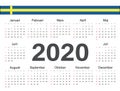Vector Swedish circle calendar 2020
