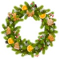 Vector Sweet Christmas Fir Wreath Royalty Free Stock Photo