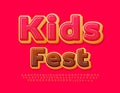 Vector sweet Poster Kids Fest. Tasty Donut Font. Modern artistic Alphabet Letters and Numbers set