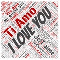 Vector sweet romantic I love you multilingual message