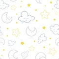 Vector sweet sleeping sky seamless pattern background