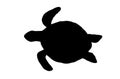 Vector swimming silhouette sea turtle isolated on white background. Royalty Free Stock Photo